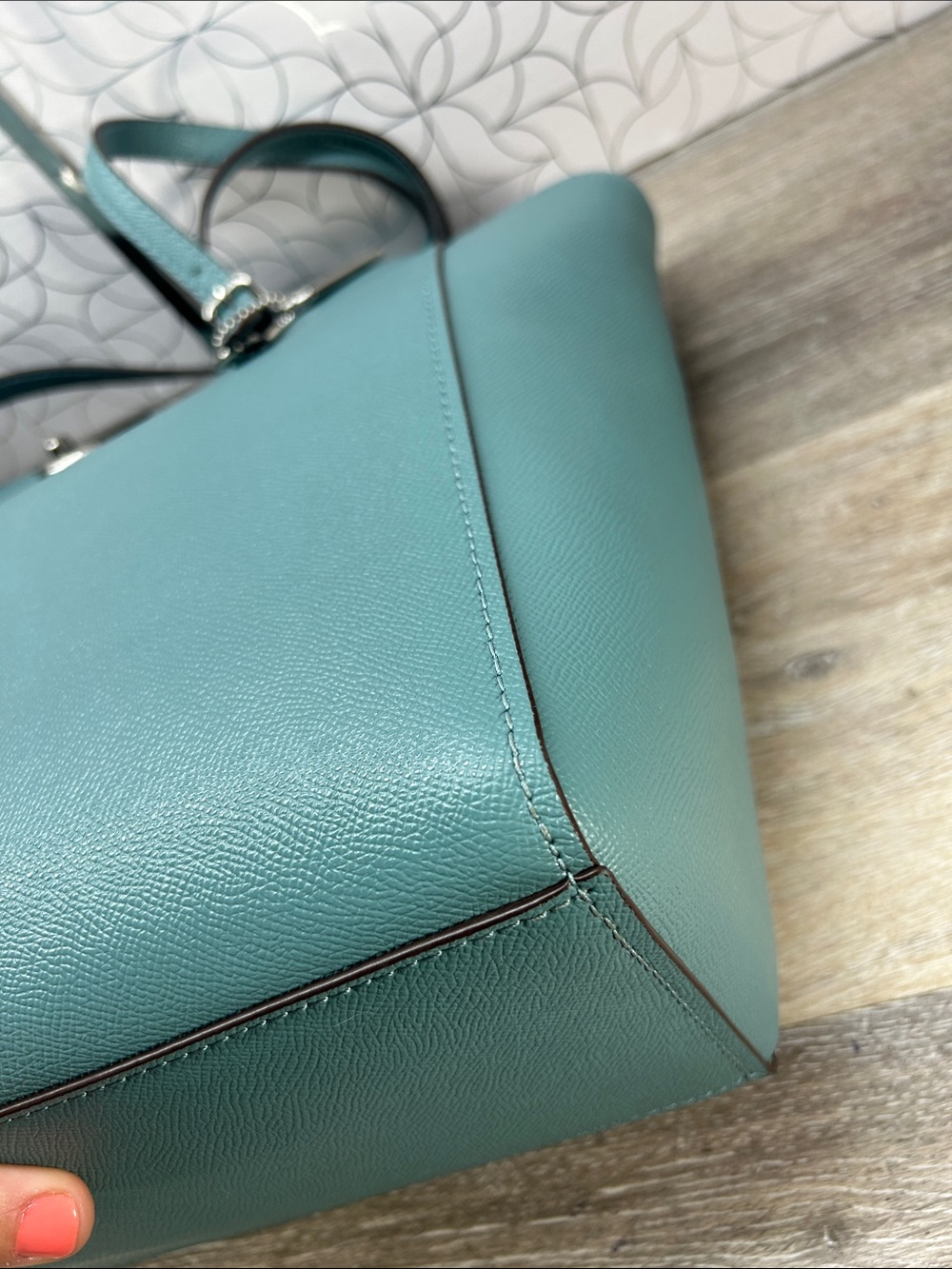 3674 Coach Teal Leather large Tote Bag 267023674 - Picture 14 of 15